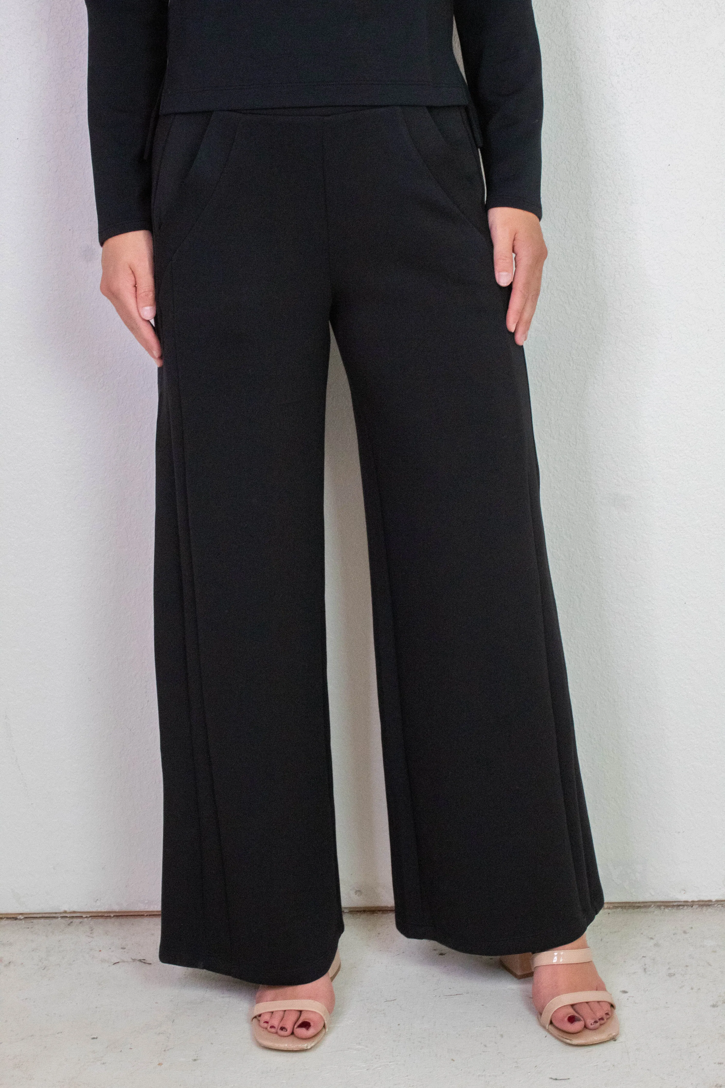Airessentials Wide Leg Track Pant, Very Black | SPANX sold by North & Main Clothing Company