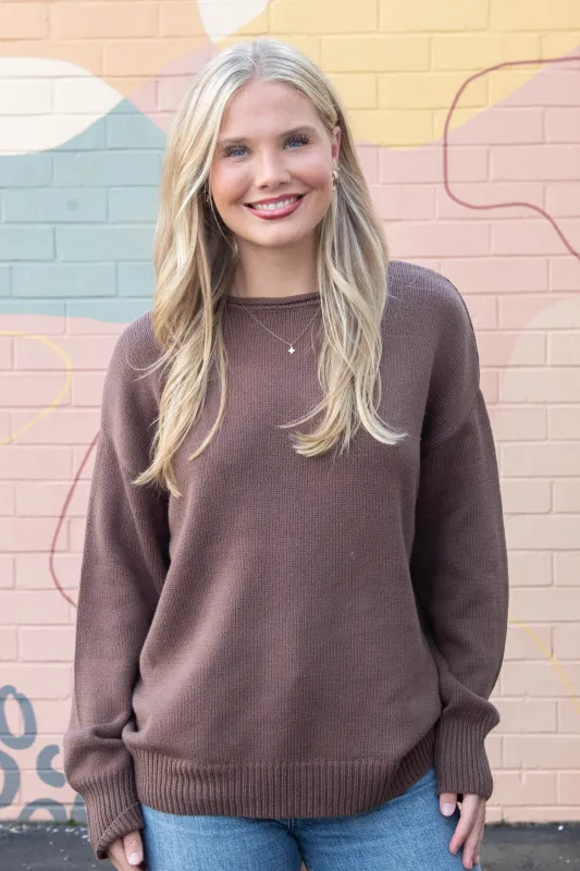 Josie Oversized Roll Neck Sweater, Chestnut sold by North & Main Clothing Company