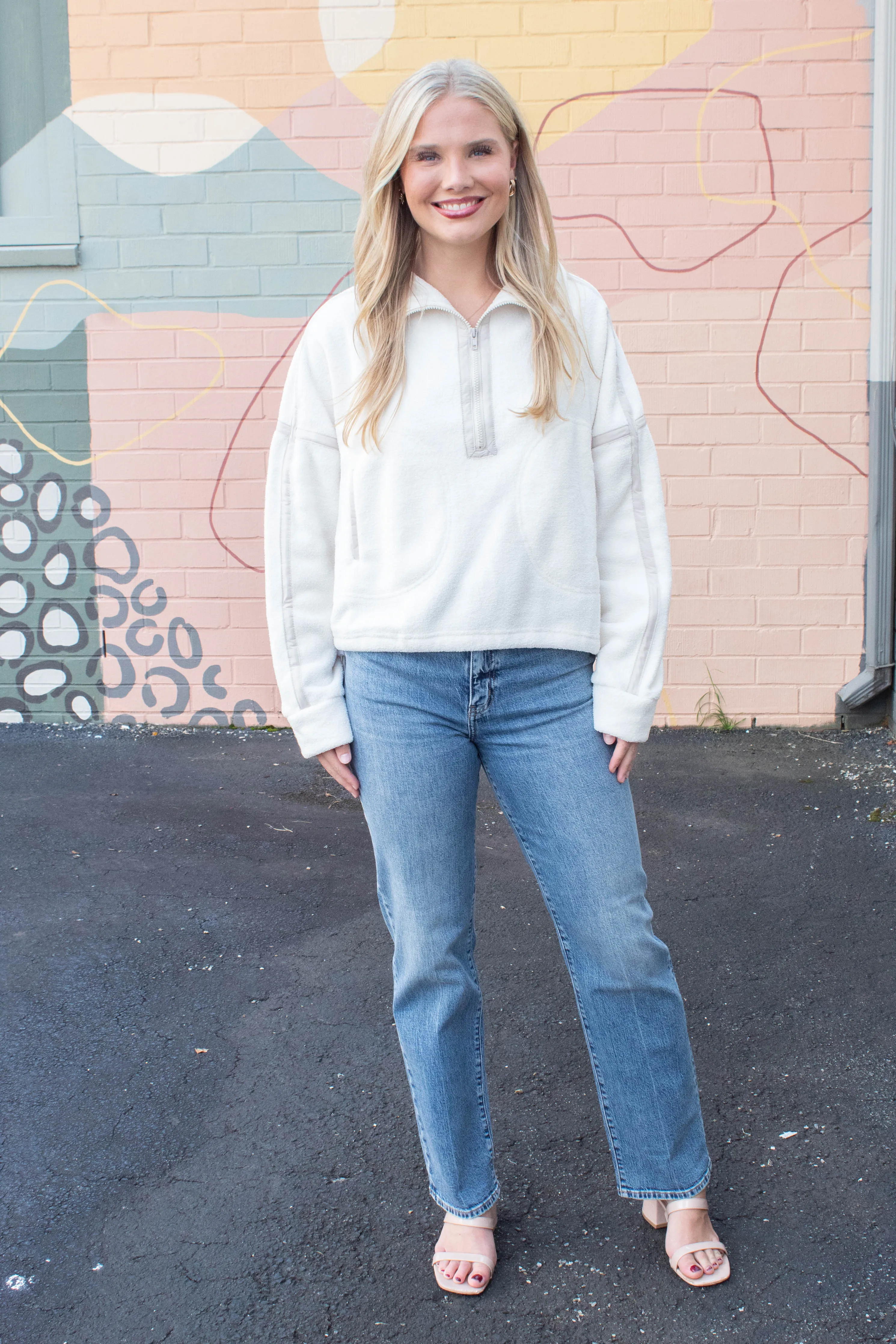 Anna Fleece Half Zip Pullover, Ivory sold by North & Main Clothing Company product image thumbnail 2