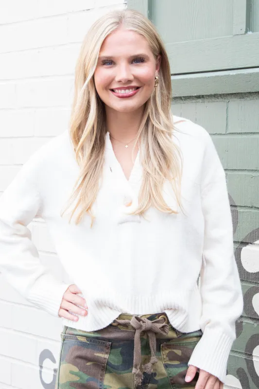 Trading Up Polo Sweater, Ivory | Free People sold by North & Main Clothing Company