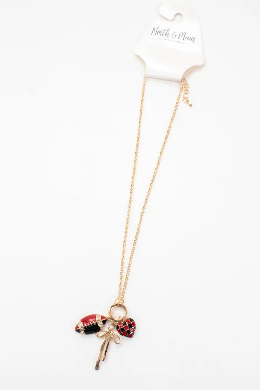 Gameday Charm Necklace, Red/Black sold by North & Main Clothing Company
