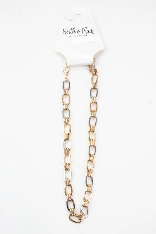 Lexi Interlocking Chain Necklace, Gold/Silver sold by North & Main Clothing Company