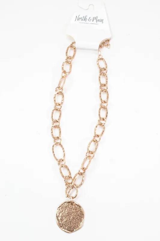 Reyna Coin Charm Chain Necklace, Gold sold by North & Main Clothing Company