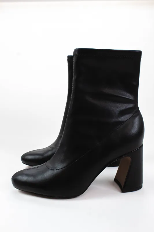 Thiva Block Heel Dress Bootie, Black sold by North & Main Clothing Company