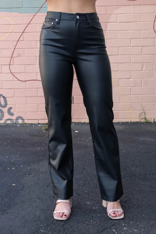 Sundaze High Rise Vintage Straight Faux Leather Pant, Cinematic | Daze sold by North & Main Clothing Company