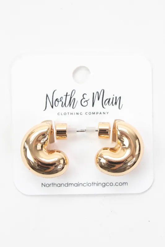 Gwen Rounded Huggie Hoop Earring, Gold sold by North & Main Clothing Company