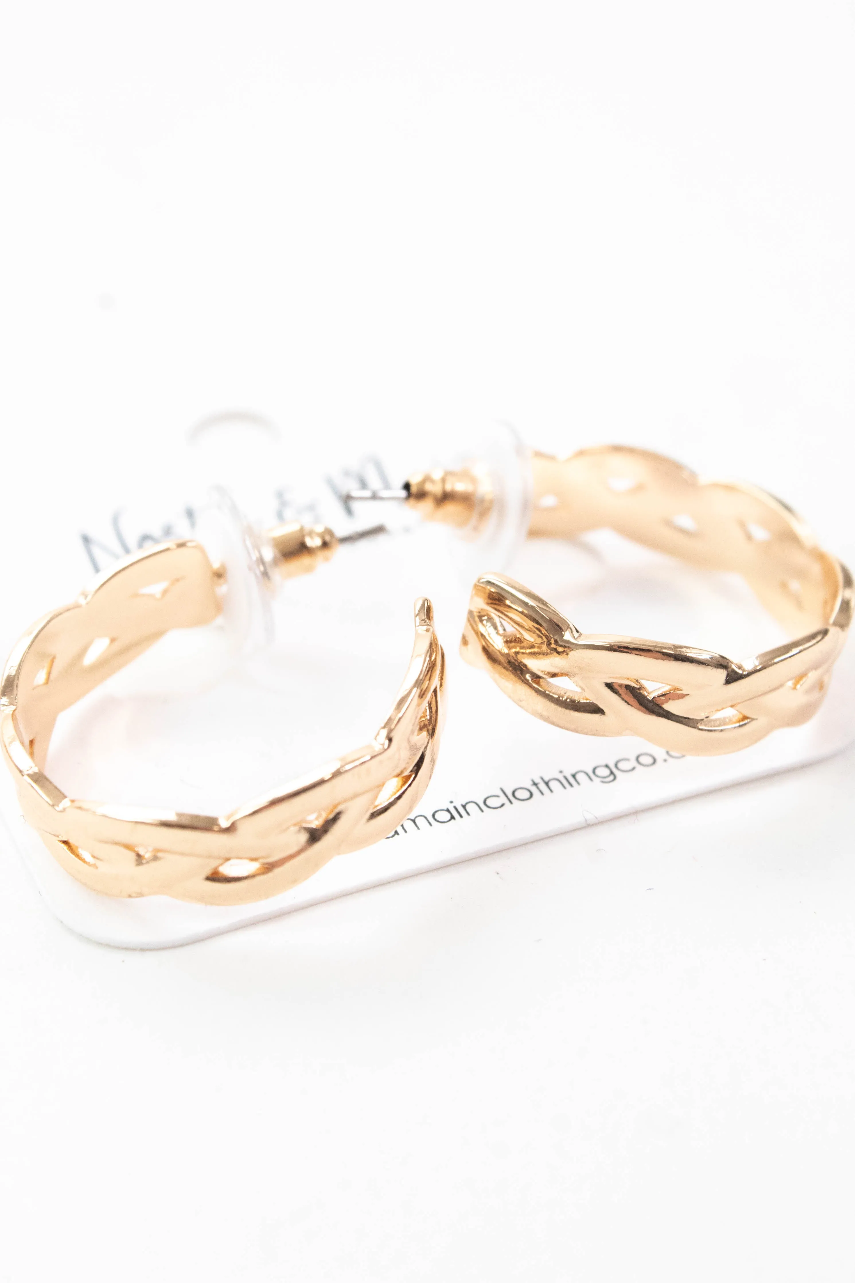 Marigold Woven Hoop Earring, Gold sold by North & Main Clothing Company