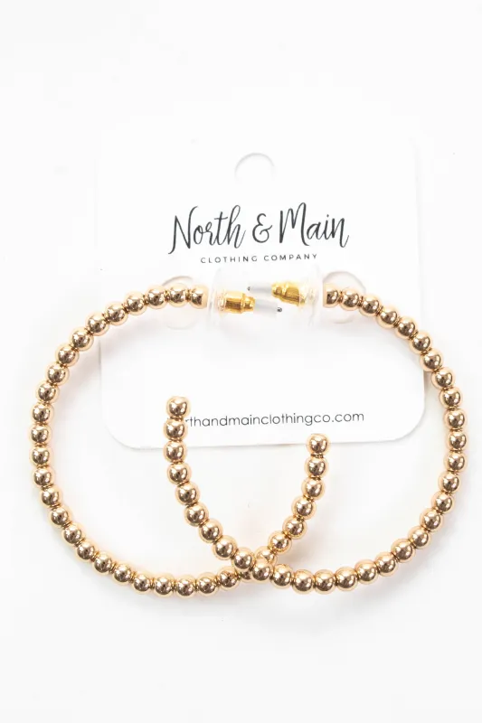 Solana 4mm Beaded Hoop Earring, Gold sold by North & Main Clothing Company