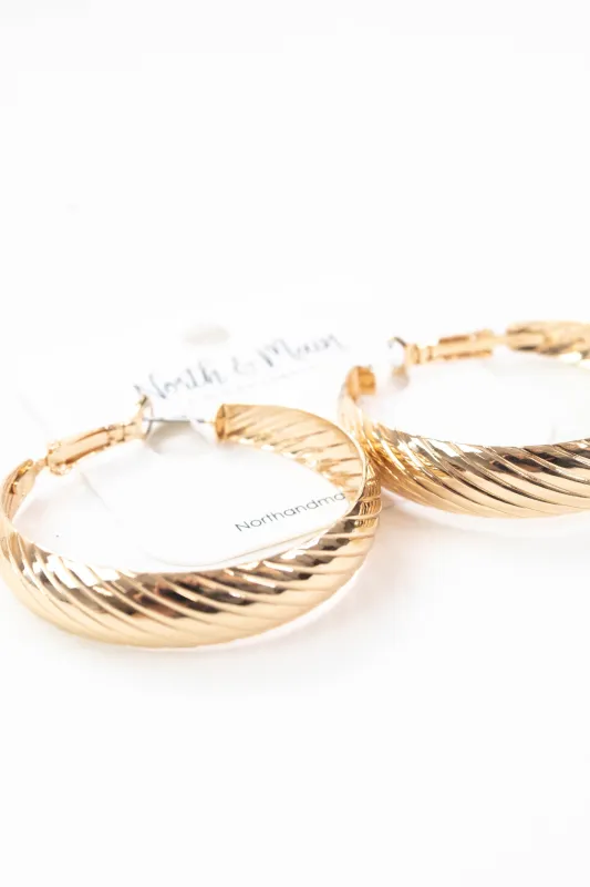 Laney Textured Hoop Earring, Gold sold by North & Main Clothing Company