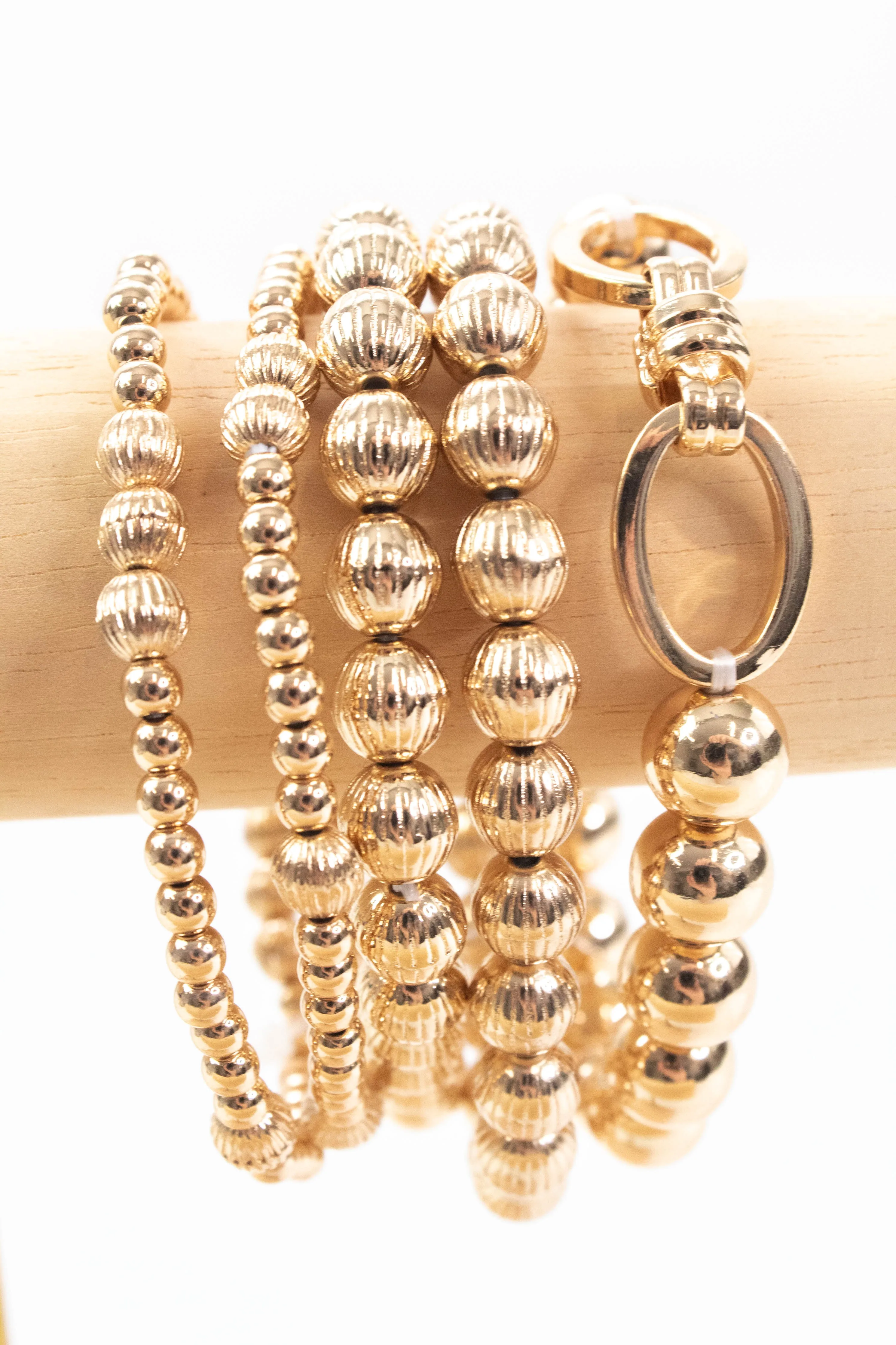 Lottie Textured Beaded Bracelets, Gold sold by North & Main Clothing Company product image thumbnail 2