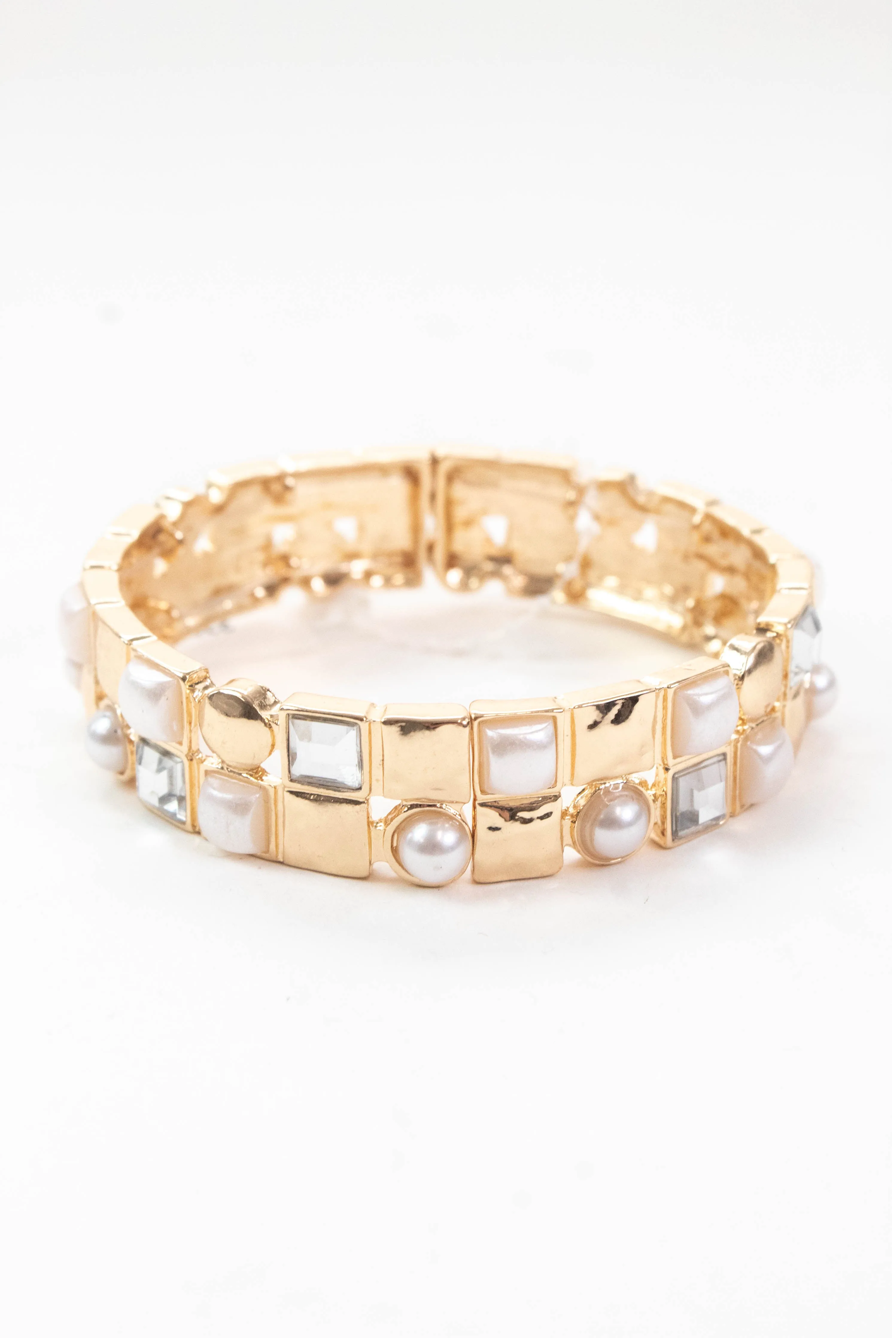 Selene Pearl & Crystal Bracelet, Gold sold by North & Main Clothing Company