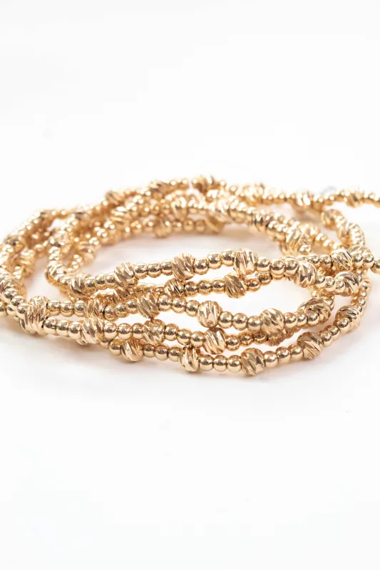 Nia 3mm Beaded Bracelets, Gold sold by North & Main Clothing Company
