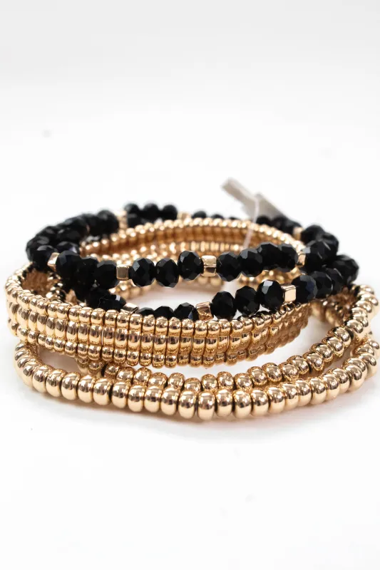 Kelsey Beaded Bracelets, Black/Gold sold by North & Main Clothing Company