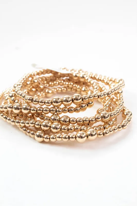 Adley Beaded Stretch Bracelets, Gold sold by North & Main Clothing Company
