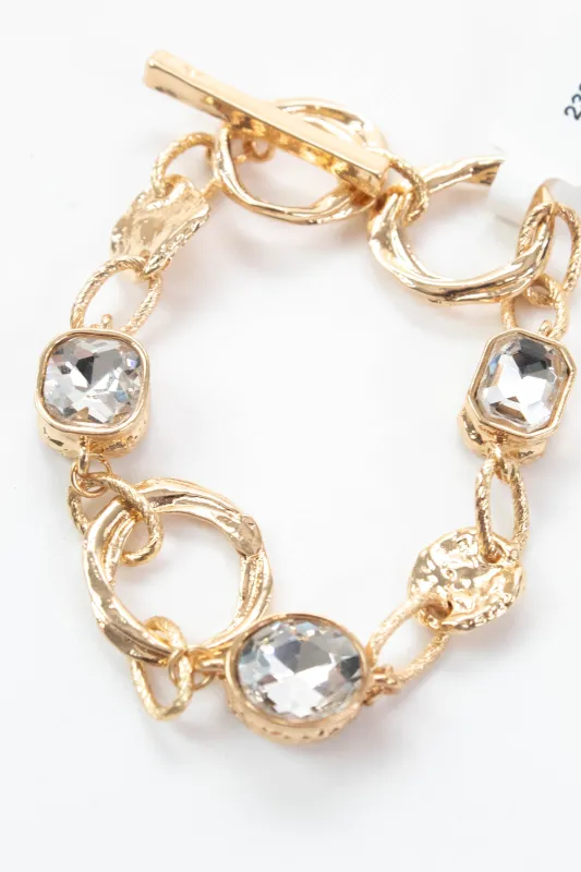 Marilynn Open Circle Clear Stone Bracelet, Gold made by North & Main Clothing Company