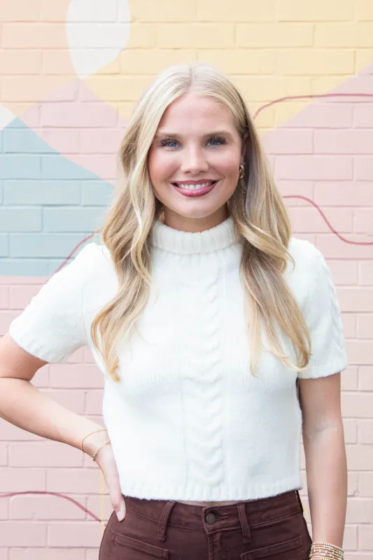 Sharee Mock Neck Pullover Sweater, Winter White | RD Style sold by North & Main Clothing Company