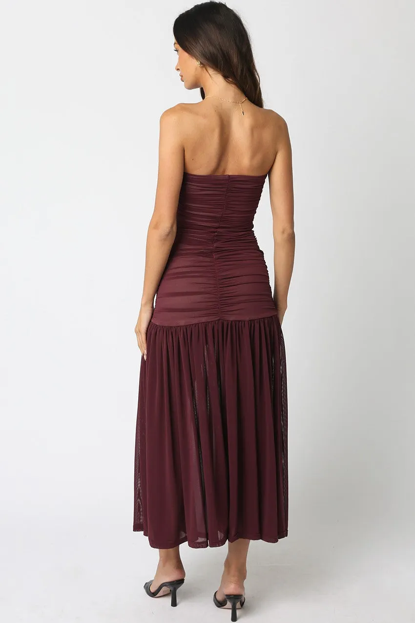 Lenora Strapless Fitted Maxi Dress, Burgundy sold by North & Main Clothing Company product image thumbnail 4