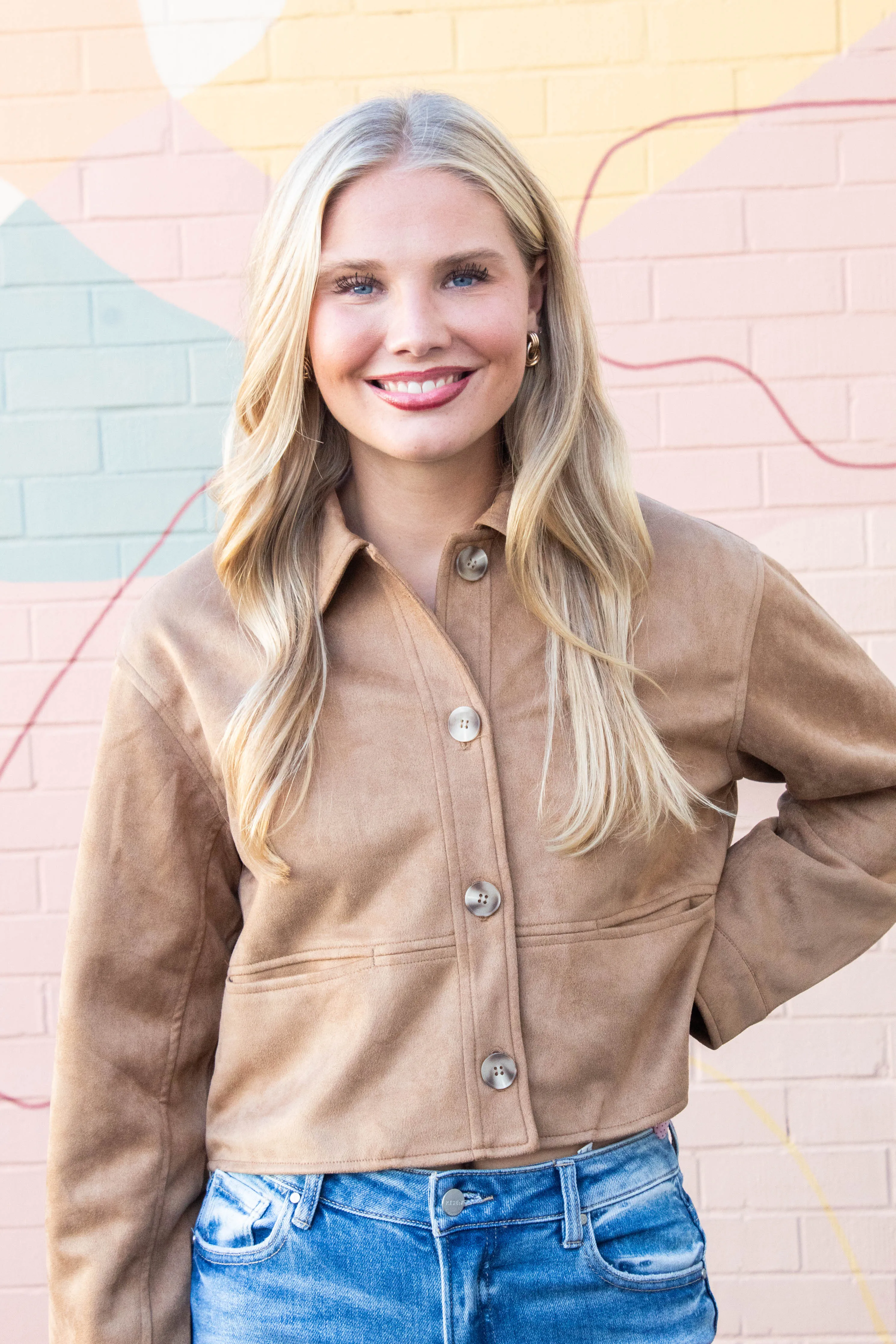 Cleo Suede Collared Jacket, Camel sold by North & Main Clothing Company product image thumbnail 2