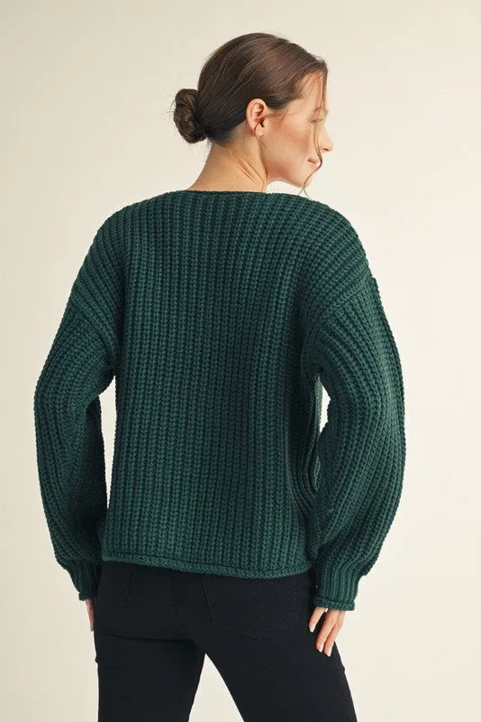 Christina Chunky Knit Cardigan, Hunter Green sold by North & Main Clothing Company product image thumbnail 4