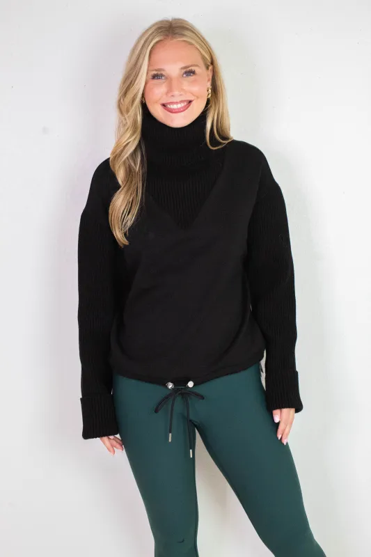 Jovie Soft Knit Ribbed Detail Sweater, Black | RD Style sold by North & Main Clothing Company