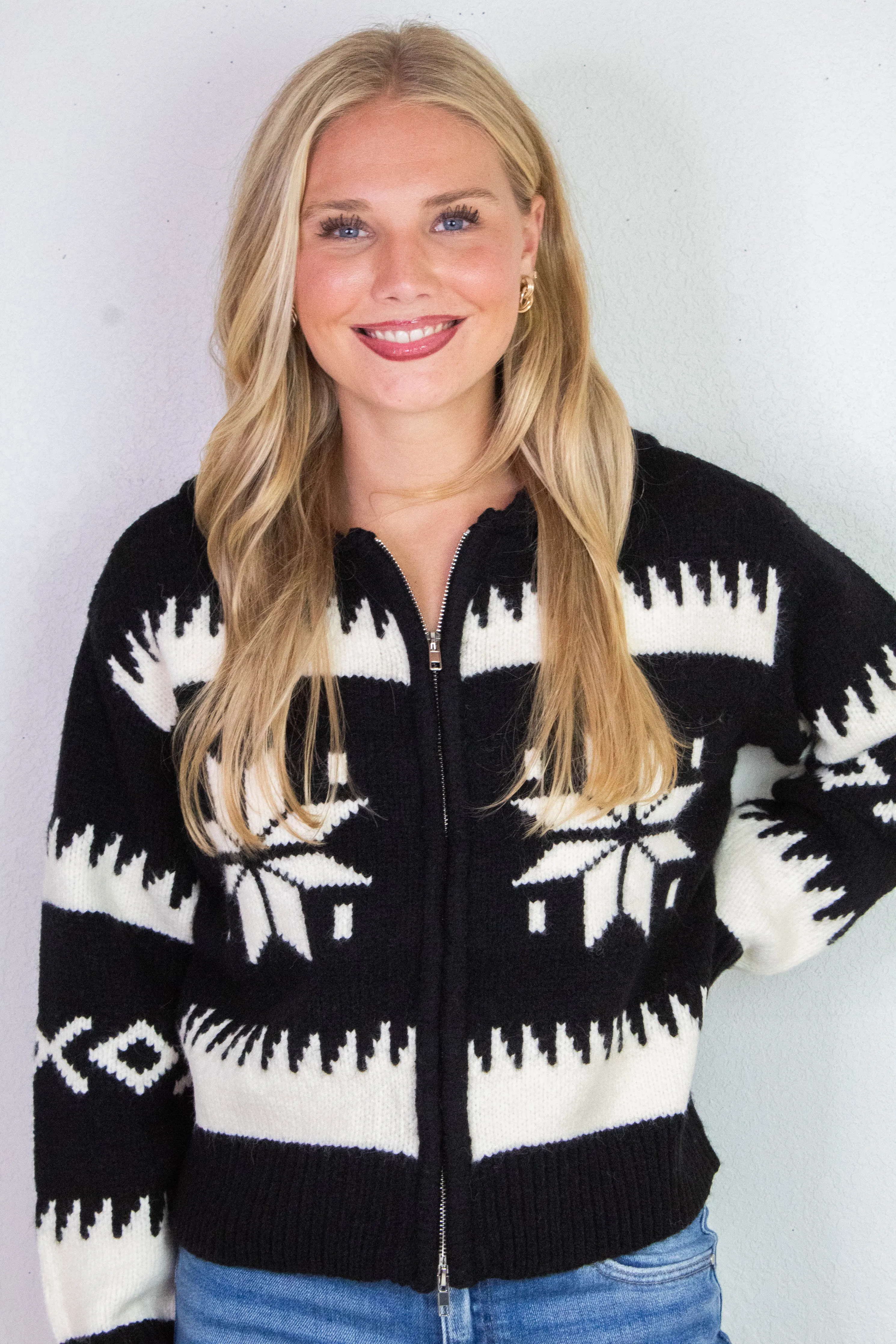 Audovera Shawl Neck Cardigan, Black Cream | RD Style sold by North & Main Clothing Company product image thumbnail 5