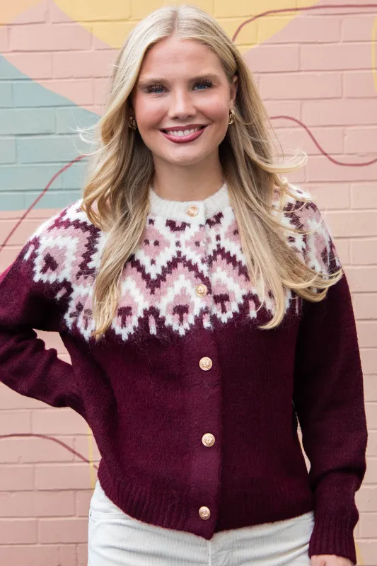 Cornelia Raglan Sleeve Cardigan, Burgundy | RD Style sold by North & Main Clothing Company