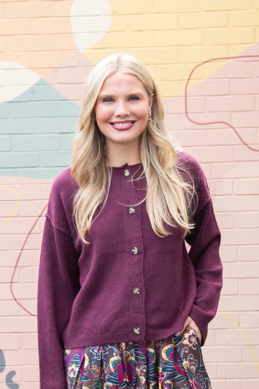 Melina Roll Neck Cardigan, Dark Cherry made by North & Main Clothing Company