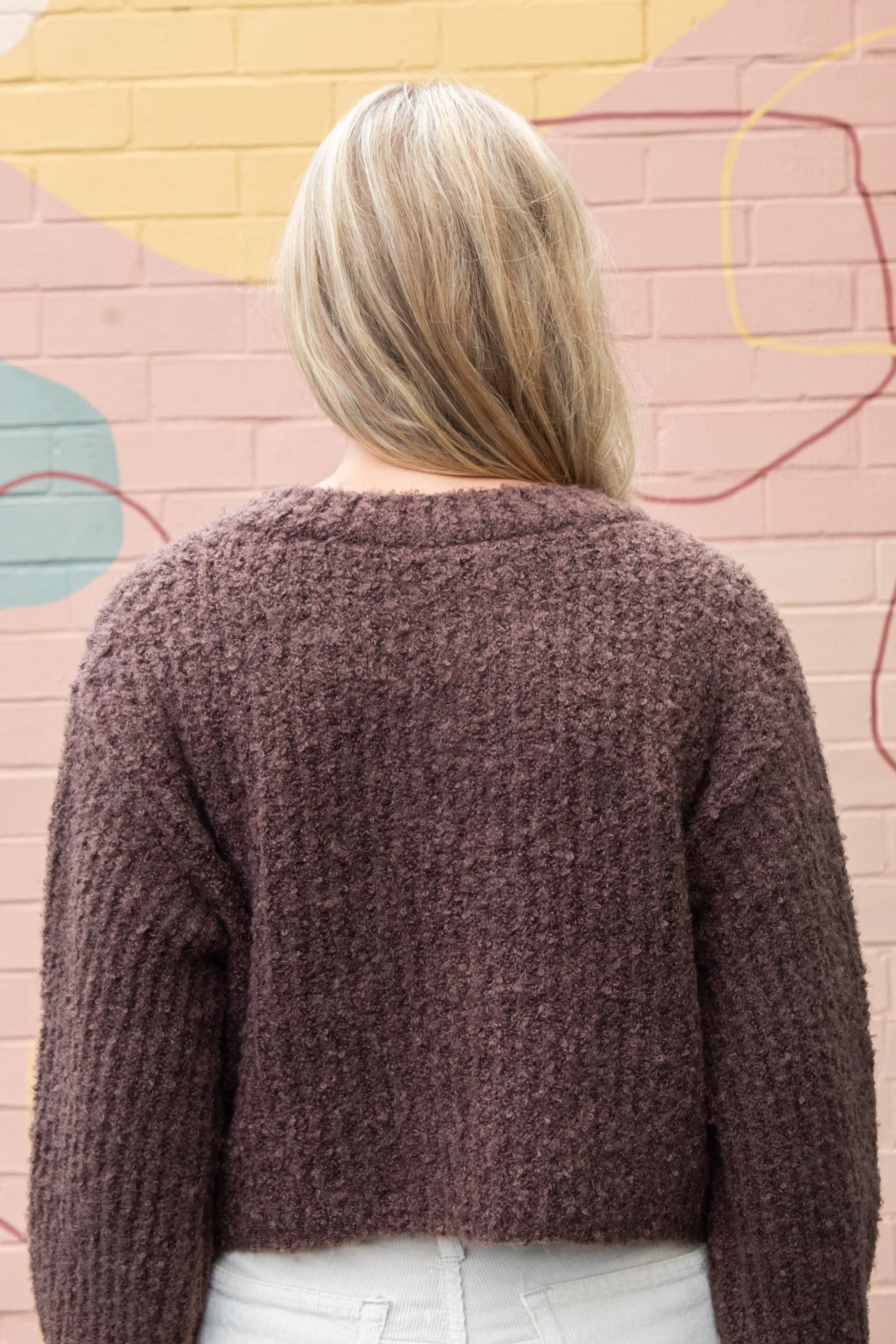 Emberly Fluffy Knit Cardigan, Chestnut sold by North & Main Clothing Company product image thumbnail 5