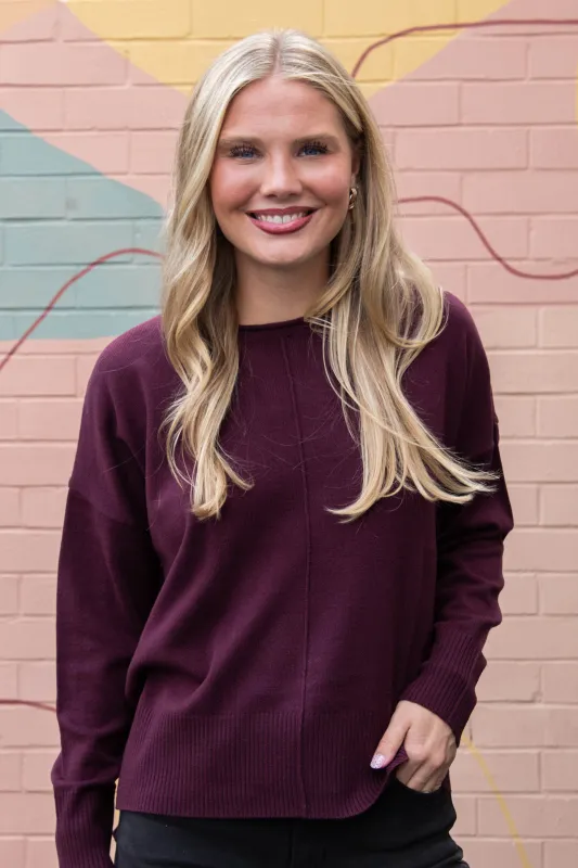 Kenzie Roll Neck Seam Front Sweater, Dark Cherry made by HYFVE