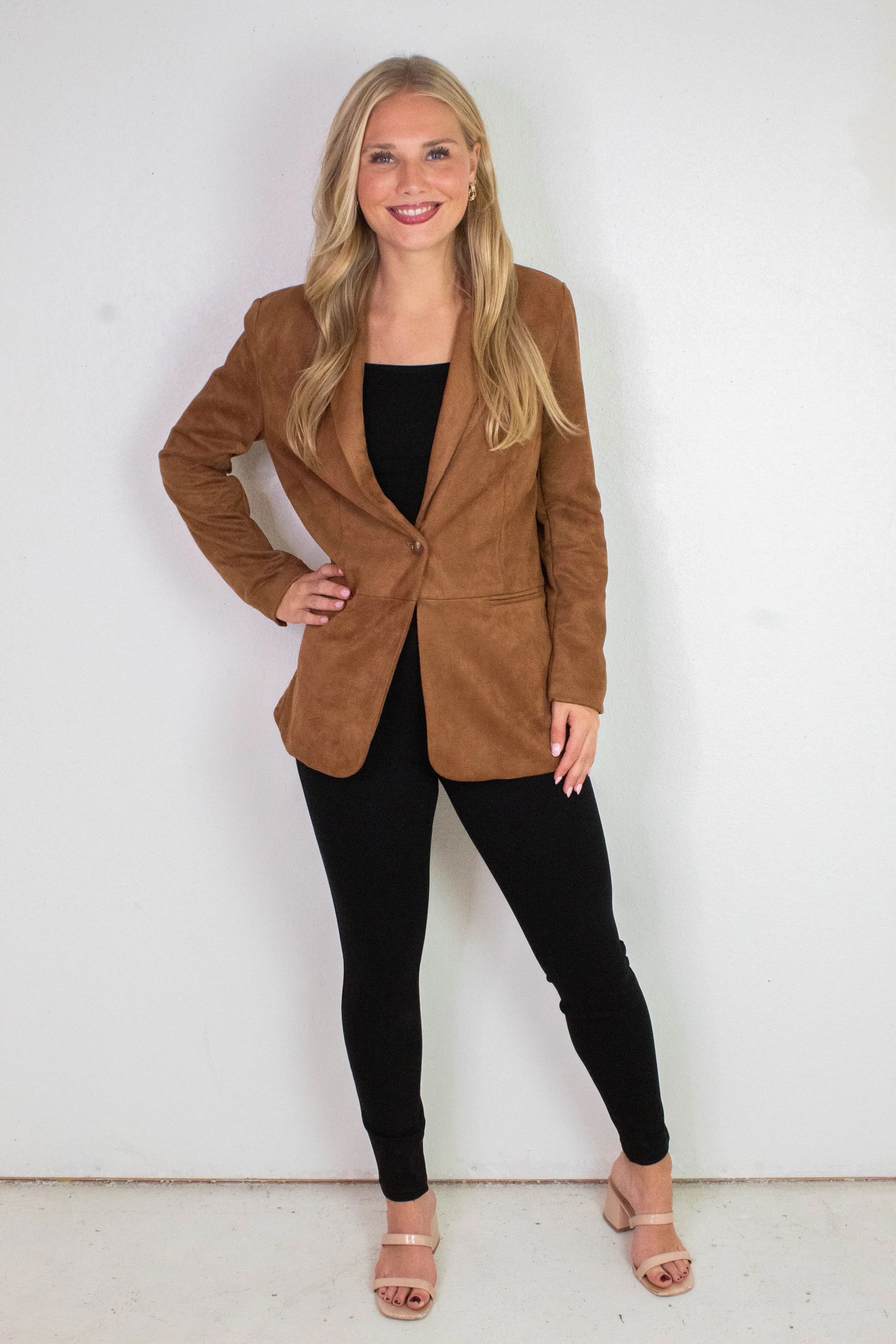 Miranda Faux Suede Blazer, Cognac sold by North & Main Clothing Company product image thumbnail 4