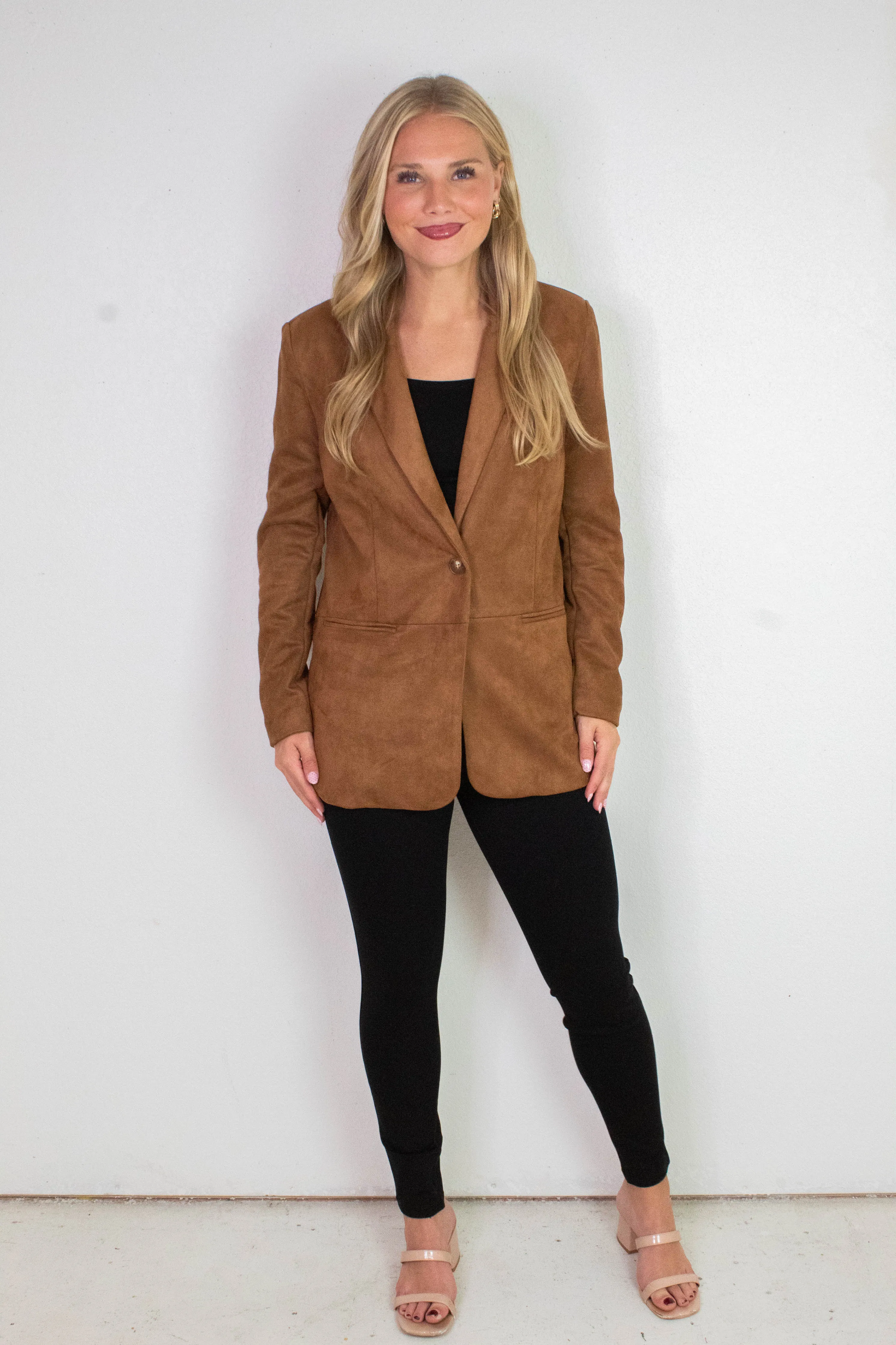 Miranda Faux Suede Blazer, Cognac sold by North & Main Clothing Company product image thumbnail 3
