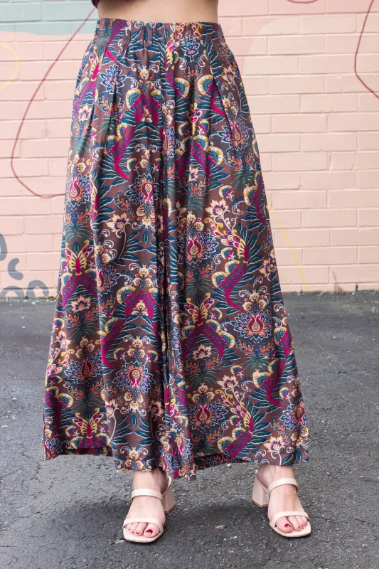 Ariah Printed Elastic Waist Pants, Caramel Mix sold by North & Main Clothing Company