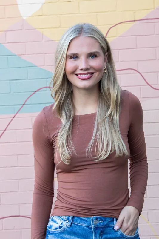 Della Layered Round Neck Top, Nutshell sold by North & Main Clothing Company