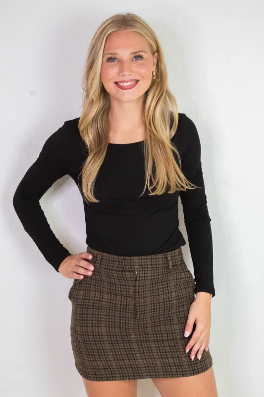 Della Layered Round Neck Top, Black sold by North & Main Clothing Company