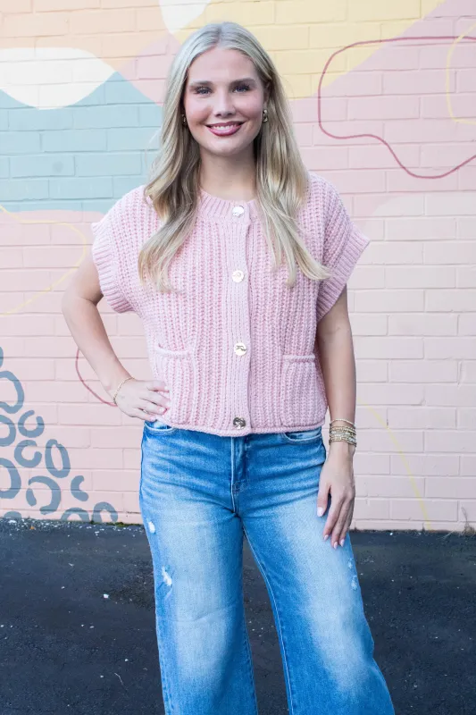 Dorothea Chunky Button Down Sweater, Blush sold by North & Main Clothing Company