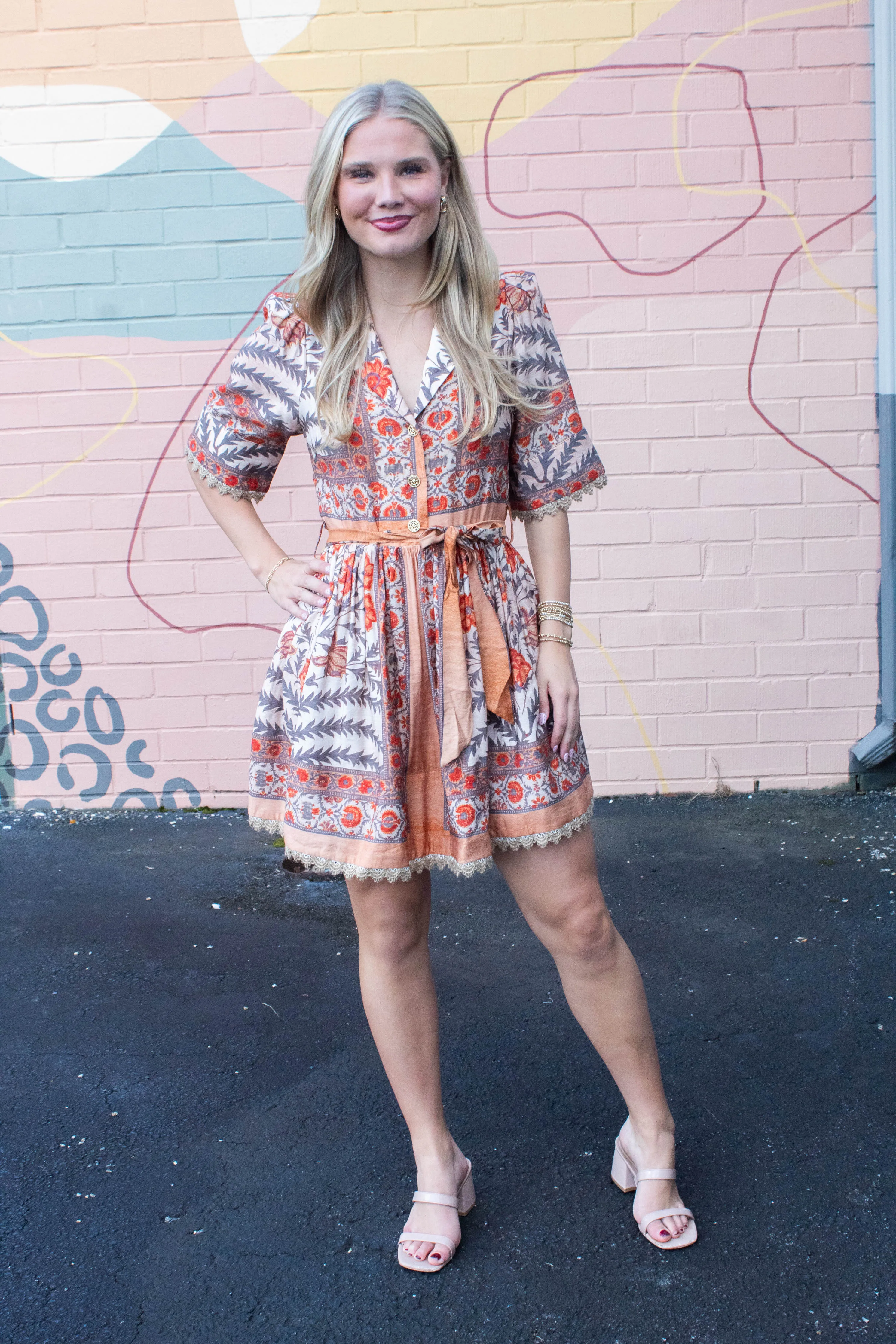 Maren Lace Trim Accented Dress, Charcoal sold by North & Main Clothing Company product image thumbnail 3