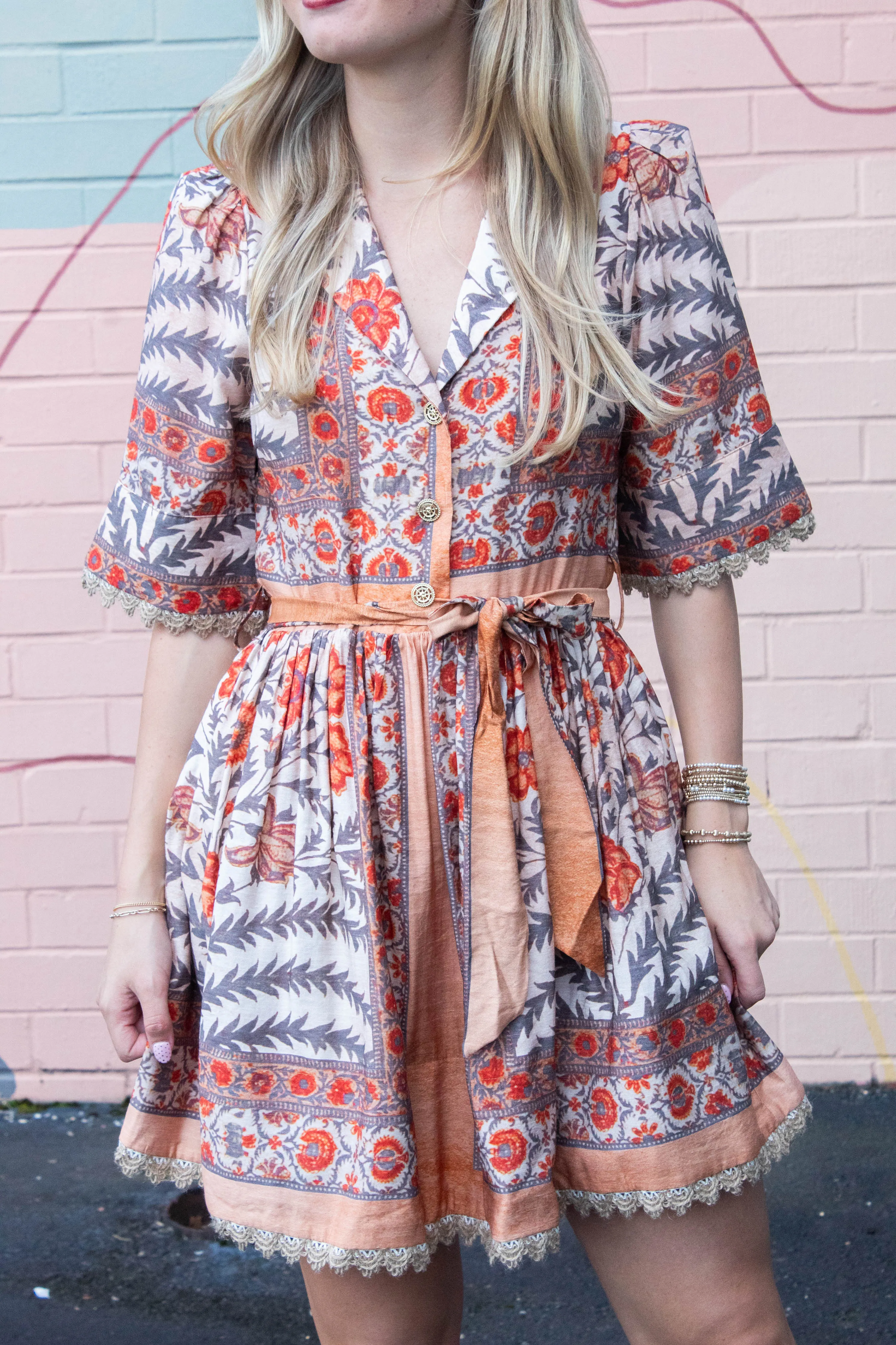 Maren Lace Trim Accented Dress, Charcoal sold by North & Main Clothing Company product image thumbnail 4