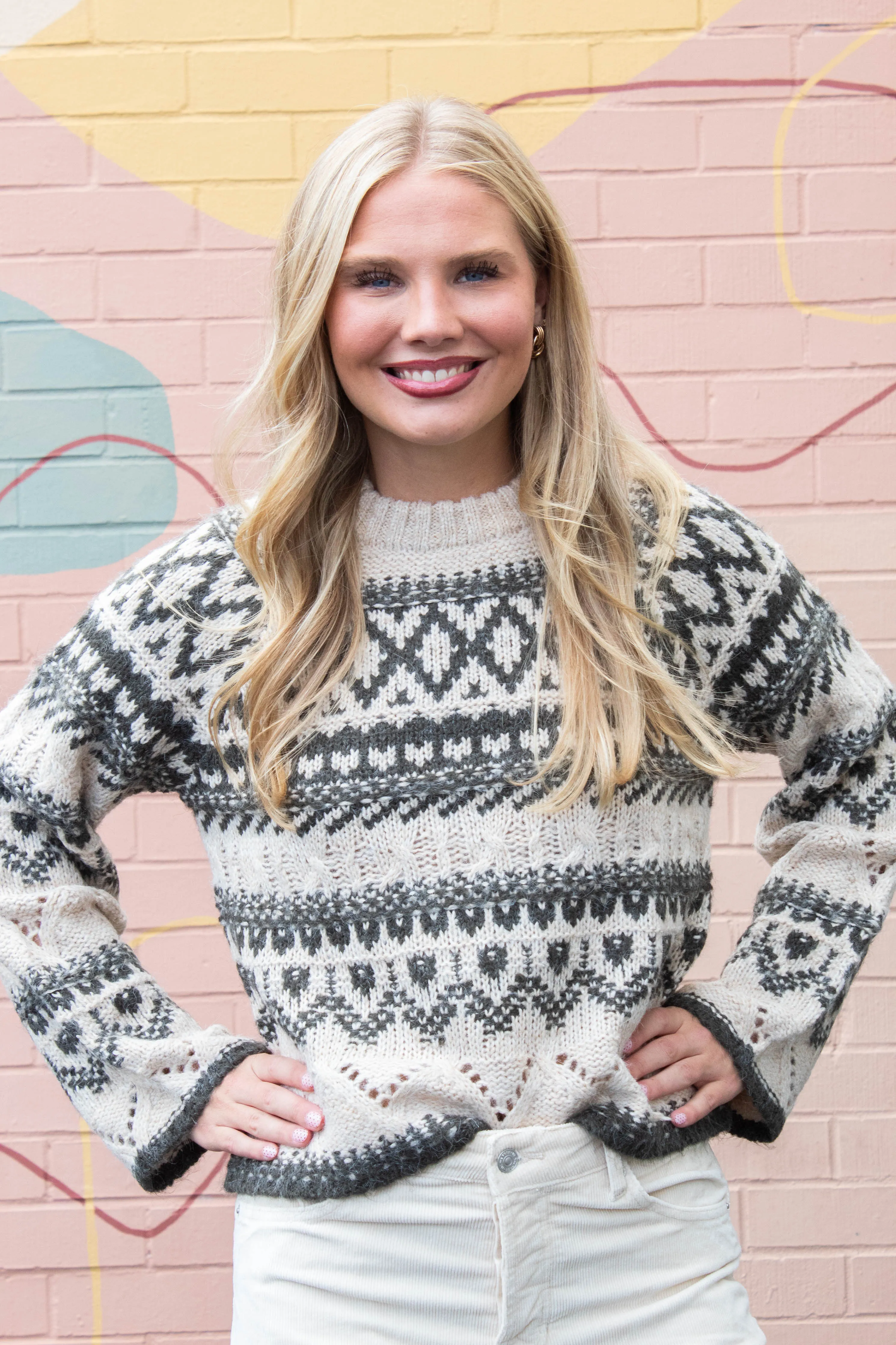 Fairisle Crew Neck Sweater, Light Oat Multi | Sanctuary sold by North & Main Clothing Company product image thumbnail 3