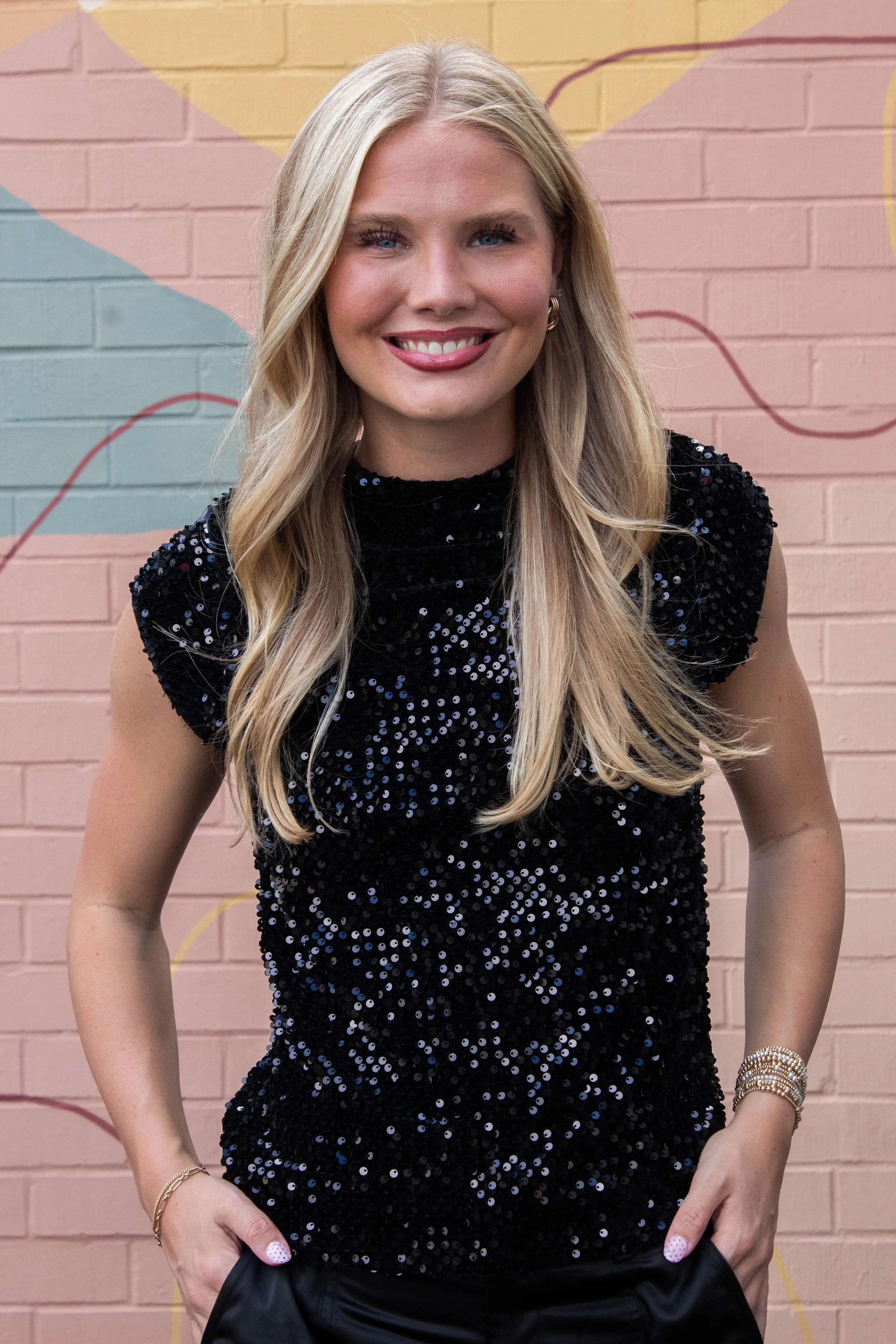 Funnel Neck Sequin Top, Black | Sanctuary sold by North & Main Clothing Company product image thumbnail 2