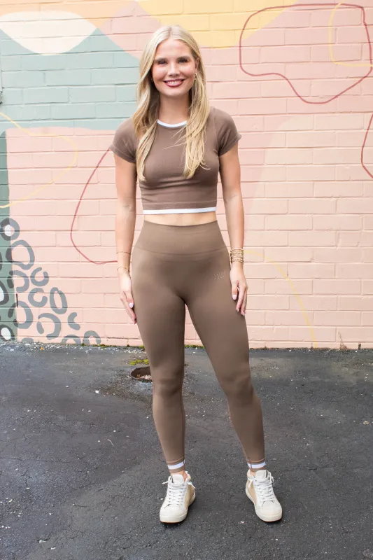 Elly Seamless Legging, Latte | Cream Yoga sold by North & Main Clothing Company