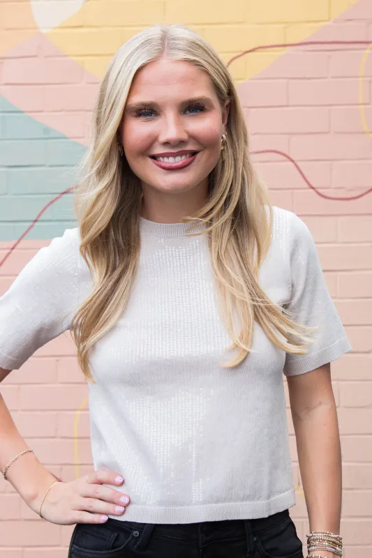 Sparkle Sequin Sweater, Mother Of Pearl | Sanctuary sold by North & Main Clothing Company