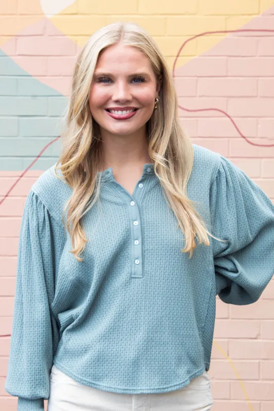 Quinn Knit Top, Jade Ash | Free People sold by North & Main Clothing Company