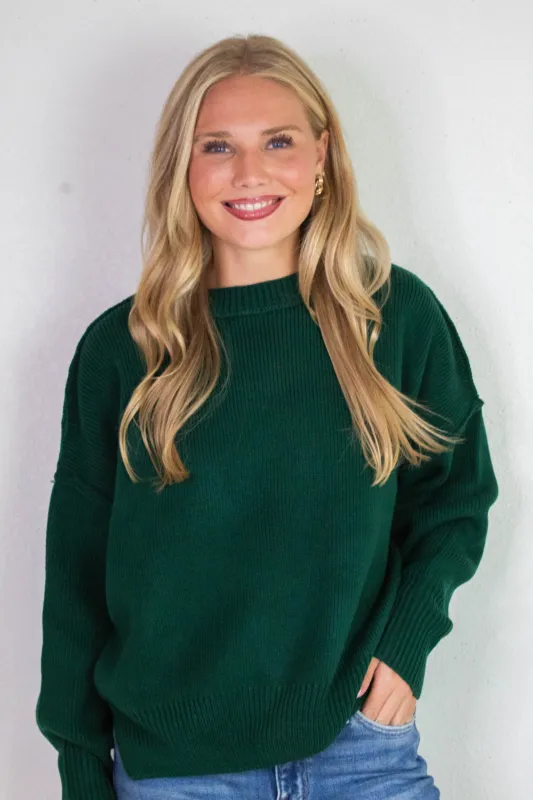 Abby Drop Sleeve Oversized Sweater, Dark Green sold by North & Main Clothing Company