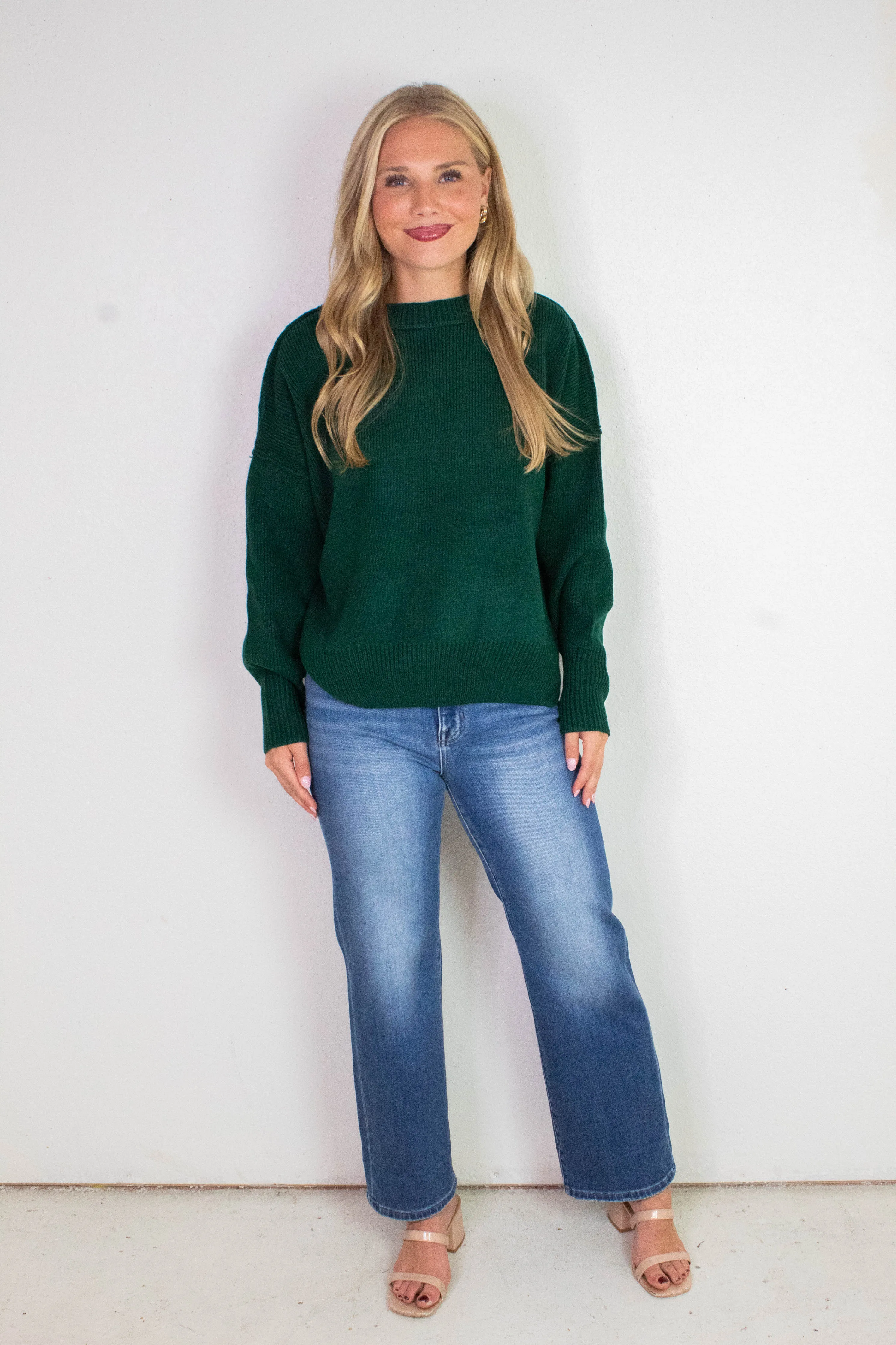 Abby Drop Sleeve Oversized Sweater, Dark Green sold by North & Main Clothing Company product image thumbnail 2
