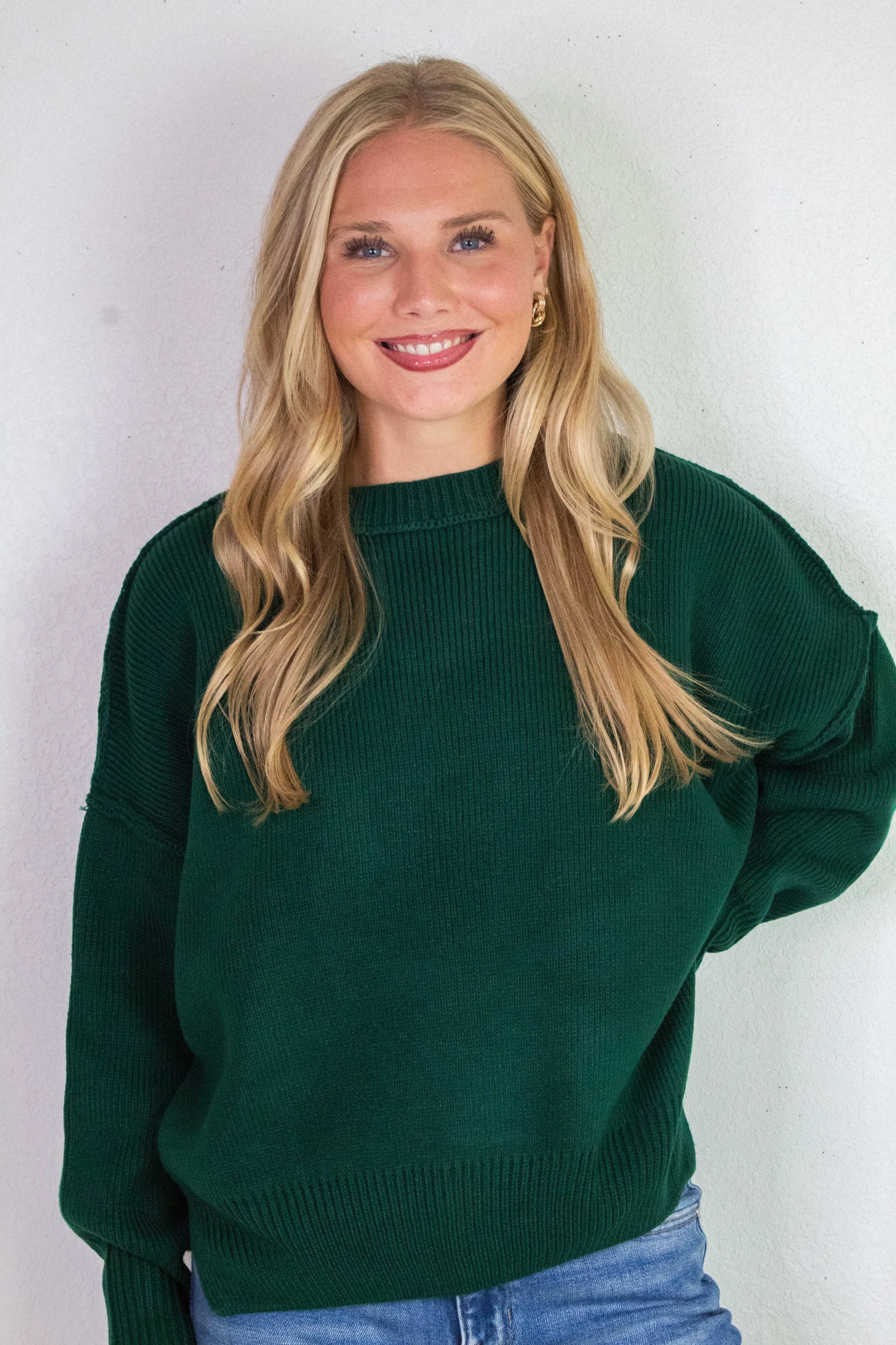 Abby Drop Sleeve Oversized Sweater, Dark Green sold by North & Main Clothing Company product image thumbnail 5