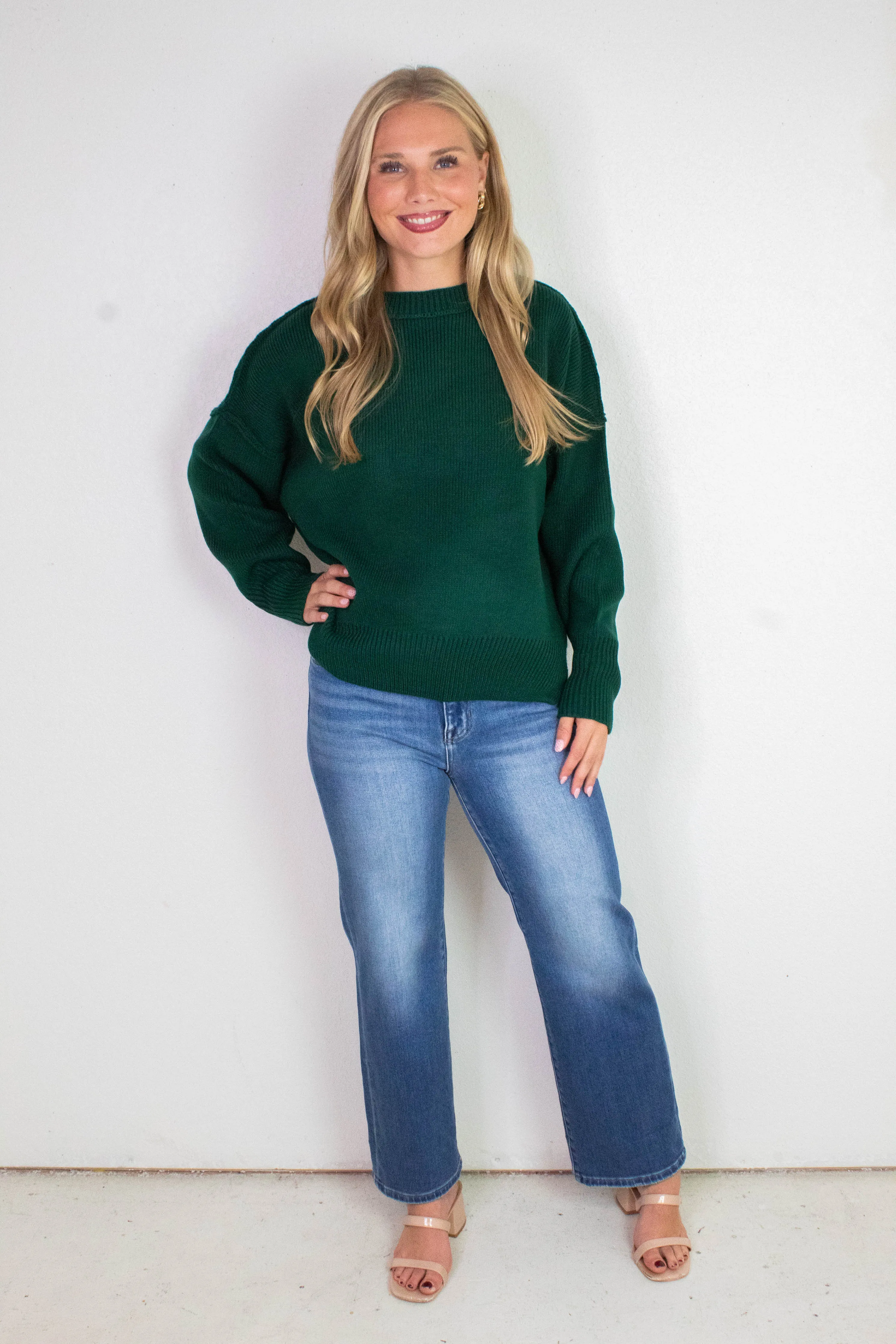Abby Drop Sleeve Oversized Sweater, Dark Green sold by North & Main Clothing Company product image thumbnail 3