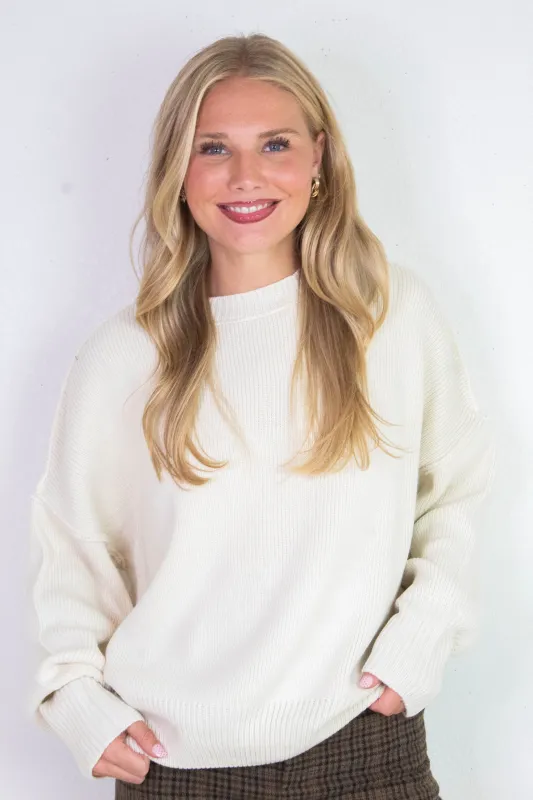 Abby Drop Sleeve Oversized Sweater, Cream sold by North & Main Clothing Company