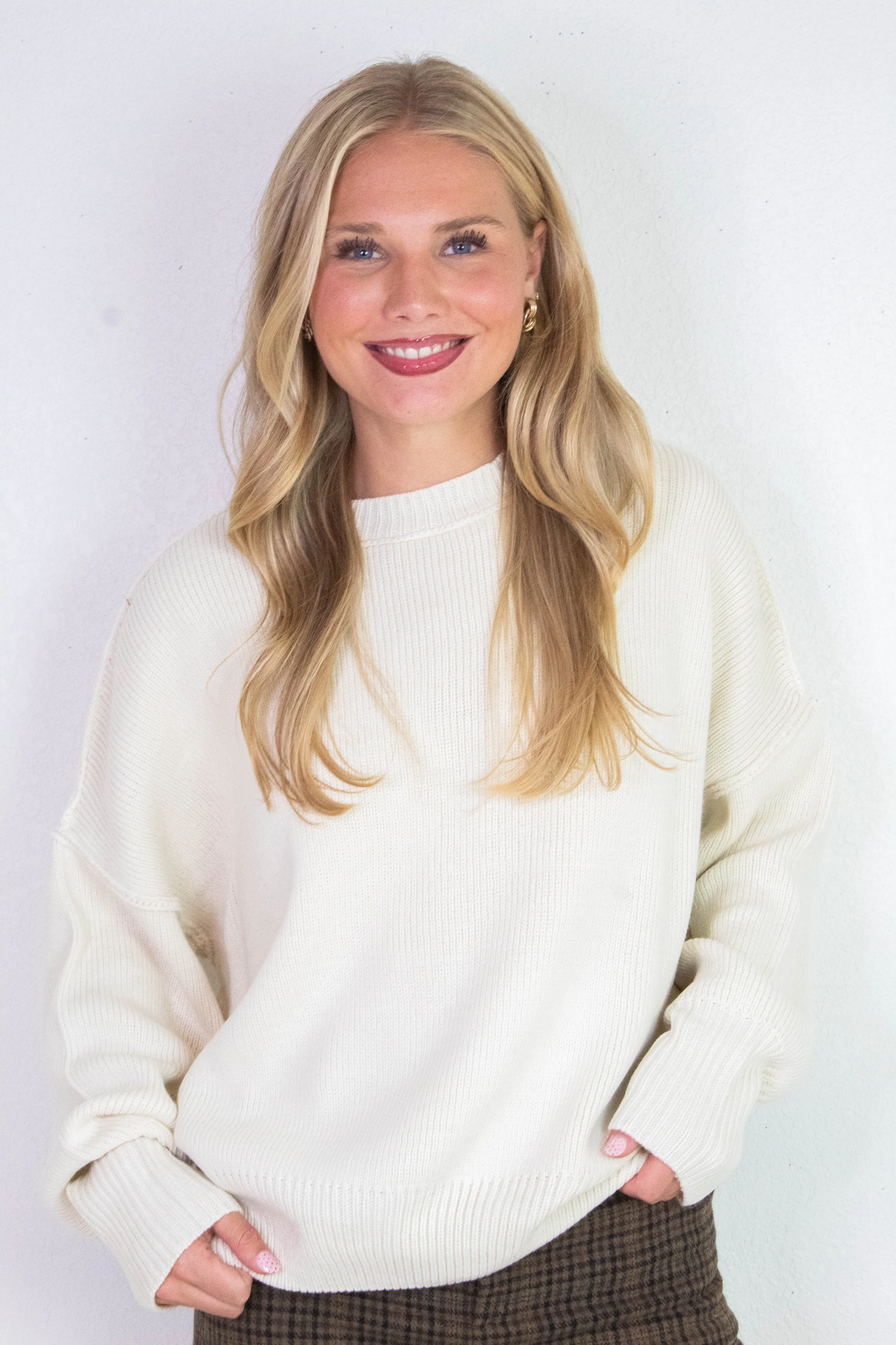 Abby Drop Sleeve Oversized Sweater, Cream sold by North & Main Clothing Company