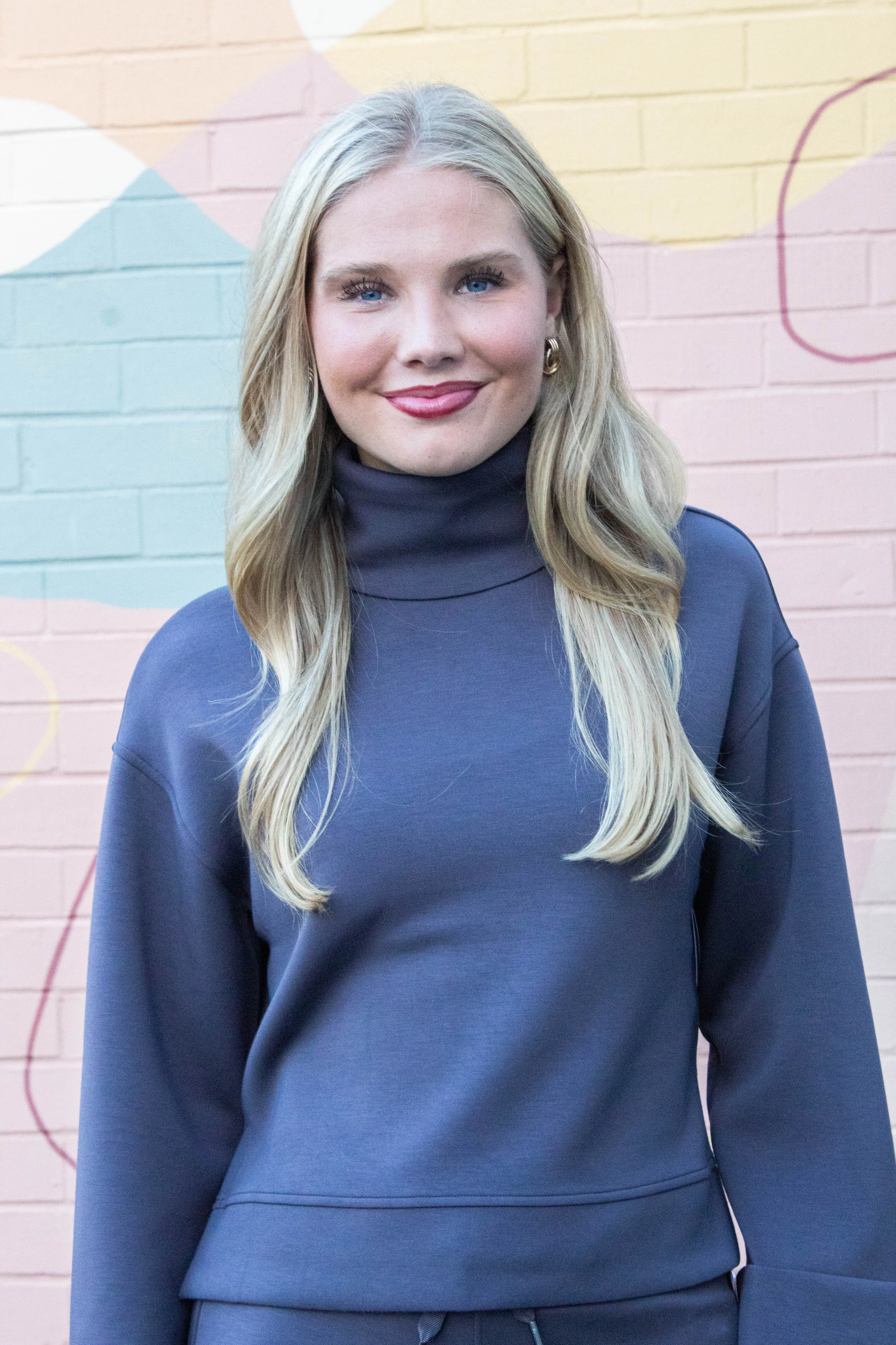 Airessentials Cropped Turtleneck Top, Storm | SPANX sold by North & Main Clothing Company product image thumbnail 4