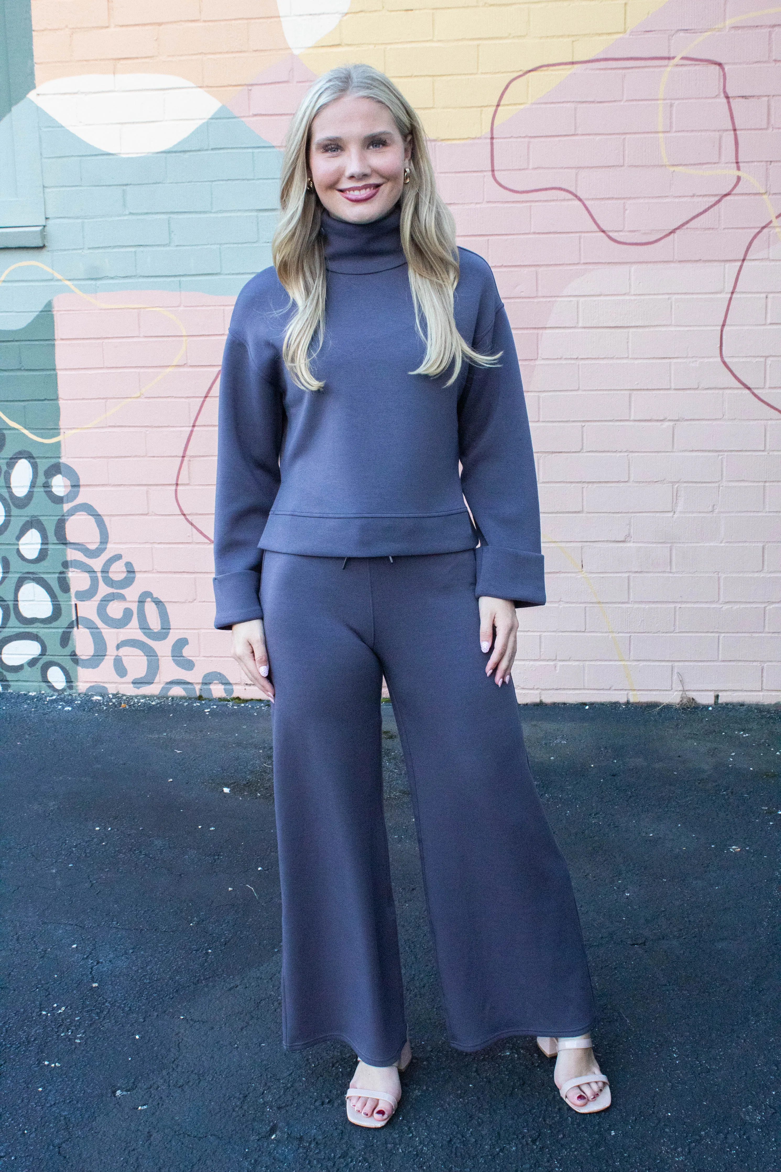 Airessentials Cropped Turtleneck Top, Storm | SPANX sold by North & Main Clothing Company